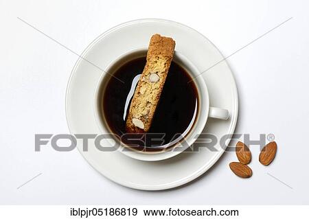 Stock Photo - Cantucci and cup of coffee, cantuccini, almond pastry from Tuscany, Italy, Europe. Fotosearch