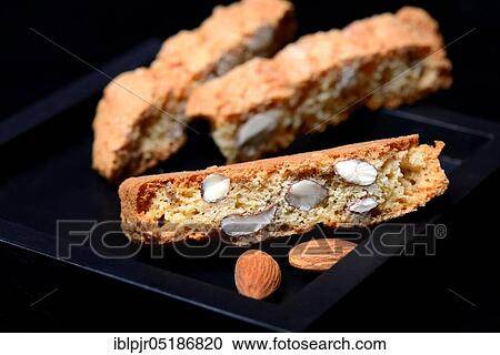 Stock Image - Cantucci, Cantuccini, almond biscuits from Tuscany, Italy, Europe. Fotosearch