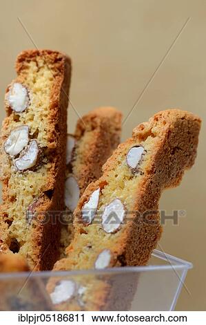 Stock Image - Cantucci in shell, cantuccini, almond biscuits from Tuscany, Italy, Europe. Fotosearch
