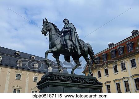 Stock Photography - Carl August Memorial, Place of Democracy, Weimar, Thuringia, Germany, Europe. Fotosearch