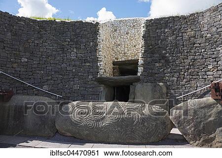 Carved stone block at entrance to grave chamber, Neolithic burial bound, Newgrange, County Meath, Ireland, United Kingdom, Europe View Large Photo Image Stock Image - Carved stone block at entrance to grave chamber, Neolithic burial bound, Newgrange, County Meath, Ireland, United Kingdom, Europe. Fotosearch
