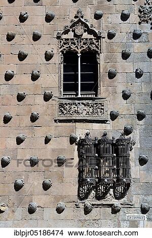 Casa de las Conchas, shell house, barred windows and stone scallops, Salamanca, Spain, Europe View Large Photo Image Picture - Casa de las Conchas, shell house, barred windows and stone scallops, Salamanca, Spain, Europe. Fotosearch
