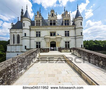 Stock Image - Castle Chenonceau on the Cher, the Château de Chenonceau, Department Chenonceaux, Indre-et-Loire, Center Region, France, Europe. Fotosearch