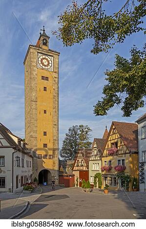 Castle Tower, Old Town, Rothenburg ob der Tauber, Middle Franconia, Bavaria, Germany, Europe View Large Photo Image Stock Image - Castle Tower, Old Town, Rothenburg ob der Tauber, Middle Franconia, Bavaria, Germany, Europe. Fotosearch