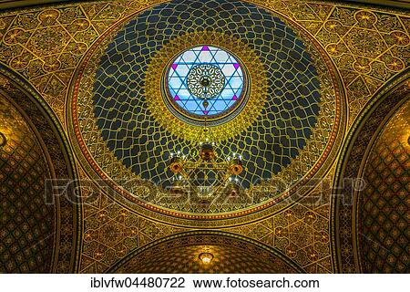 Ceiling view, Spanish Synagogue, interior shot, Josefov, Jewish Quarter, Prague, Bohemia, Czech Republic, Europe View Large Photo Image Stock Image - Ceiling view, Spanish Synagogue, interior shot, Josefov, Jewish Quarter, Prague, Bohemia, Czech Republic, Europe. Fotosearch
