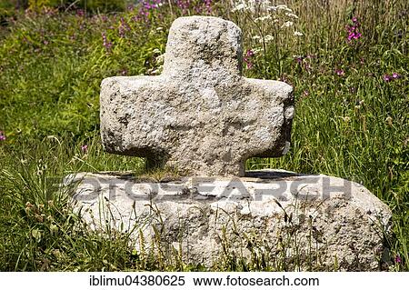 Stock Photography - Celtic Christian stone cross, near St. Buryan, Cornwall, England, UK. Fotosearch