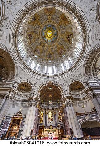 Stock Photograph - Chancel with dome, interior view, Berlin Cathedral, Mitte, Berlin, Germany, Europe. Fotosearch