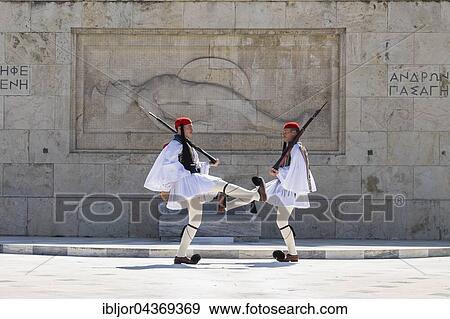 Changing of guards, Evzones in front of the Tomb of the Unknown Soldier, Syntagma Square, Athens, Greece, Europe View Large Photo Image Stock Photo - Changing of guards, Evzones in front of the Tomb of the Unknown Soldier, Syntagma Square, Athens, Greece, Europe. Fotosearch