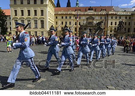 Changing of the guard, Prague Castle, Hradcny, Castle District, Prague, Czech Republic, Europe View Large Photo Image Stock Image - Changing of the guard, Prague Castle, Hradcny, Castle District, Prague, Czech Republic, Europe. Fotosearch