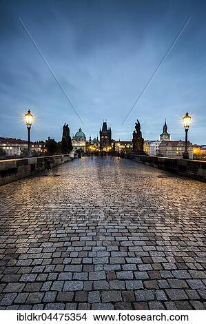 Charles Bridge at dusk, Prague, Bohemia, Czech Republic, Europe View Large Photo Image Picture - Charles Bridge at dusk, Prague, Bohemia, Czech Republic, Europe. Fotosearch