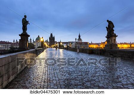 Charles Bridge at dusk, Prague, Bohemia, Czech Republic, Europe View Large Photo Image Stock Image - Charles Bridge at dusk, Prague, Bohemia, Czech Republic, Europe. Fotosearch