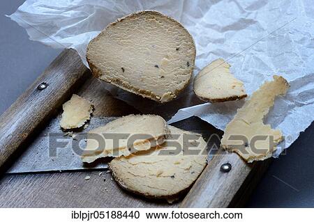 Stock Image - Cheese Belper tuber, Swiss truffle, Swiss truffle, sliced, Switzerland, Europe. Fotosearch