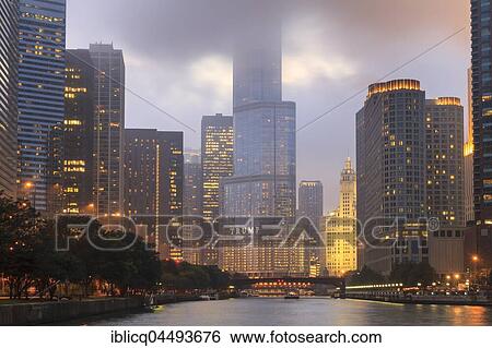 Chicago River, Trump Tower and Wrigley building, Skyscraper, Dusk, Chicago, Illinois, USA, North America View Large Photo Image Stock Photograph - Chicago River, Trump Tower and Wrigley building, Skyscraper, Dusk, Chicago, Illinois, USA, North America. Fotosearch