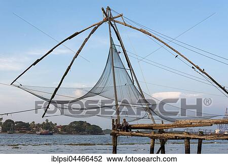 Stock Image - Chinese fishing net, Fort Kochi, Cochin, Kerala, India, Asia. Fotosearch
