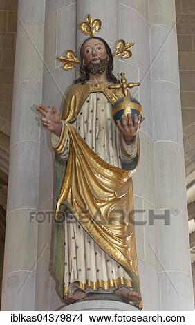 Chistus, larger than life wooden statue of 1552, minster St. Nikolaus, Überlingen, Lake Constance, Baden-Württemberg, Germany, Europe View Large Photo Image Picture - Chistus, larger than life wooden statue of 1552, minster St. Nikolaus, Überlingen, Lake Constance, Baden-Württemberg, Germany, Europe. Fotosearch