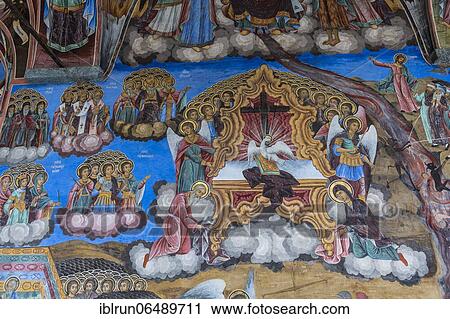 Christian wall paintings, Unesco world heritage sight Rila Monastery, Rila mountains, Bulgaria, Europe View Large Photo Image Stock Image - Christian wall paintings, Unesco world heritage sight Rila Monastery, Rila mountains, Bulgaria, Europe. Fotosearch