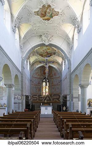 Church nave with chancel, Church of St. Peter and Paul, interior view, Unterzell, Reichenau, Baden-Württemberg, Germany, Europe View Large Photo Image Picture - Church nave with chancel, Church of St. Peter and Paul, interior view, Unterzell, Reichenau, Baden-Württemberg, Germany, Europe. Fotosearch
