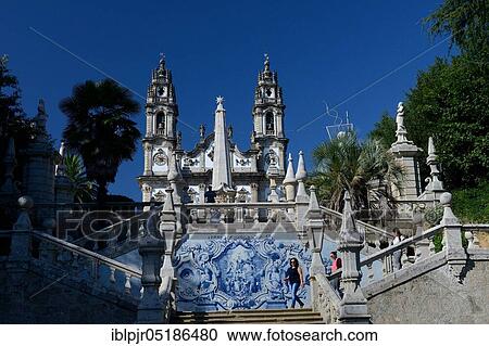 Stock Image - Church Nossa Senhora dos Remidios in Lamego, place of pilgrimage, Azulejos, Portugal, Europe. Fotosearch