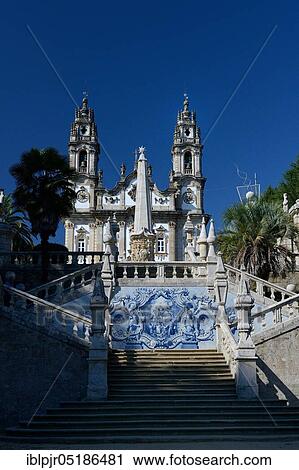 Stock Image - Church Nossa Senhora dos Remidios in Lamego, place of pilgrimage, Azulejos, Portugal, Europe. Fotosearch