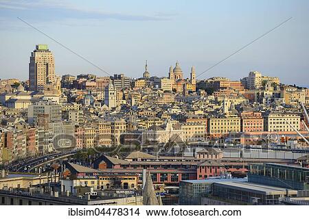 Cityscape, Genoa, Liguria, Italy, Europe View Large Photo Image Picture - Cityscape, Genoa, Liguria, Italy, Europe. Fotosearch