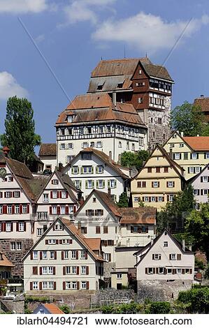 Stock Image - Cityscape with Castle Altensteig, Altensteig, German Framework Road, Black Forest, Baden-Württemberg, Germany, Europe. Fotosearch