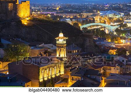 Cityview with Jumah Mosque at night, Tbilisi, Georgia, Asia View Large Photo Image Stock Image - Cityview with Jumah Mosque at night, Tbilisi, Georgia, Asia. Fotosearch