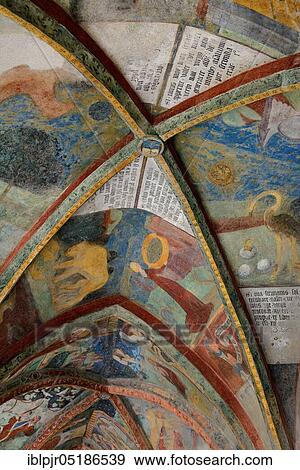 Stock Photo - Cloister in the cathedral with wall paintings, Brixen, South Tyrol. Fotosearch