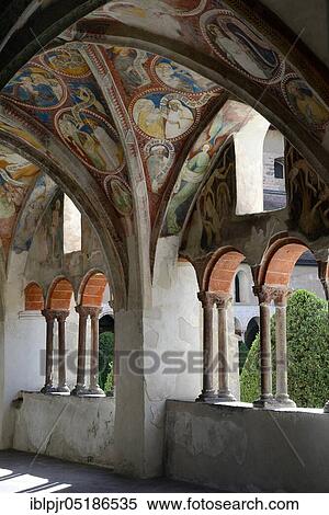 Stock Photography - Cloister in the cathedral with wall paintings, Brixen, South Tyrol, Italy, Europe. Fotosearch