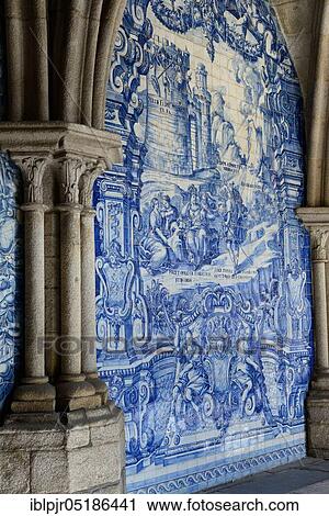 Cloister with wall tiles in the cathedral of Porto, Azulejos, Se do Porto, Porto, Portugal, Europe View Large Photo Image Stock Image - Cloister with wall tiles in the cathedral of Porto, Azulejos, Se do Porto, Porto, Portugal, Europe. Fotosearch
