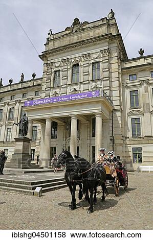 Coach in front of Ludwigslust Castle during Baroque Festival, Mecklenburg-Western Pomerania, Germany, Europe View Large Photo Image Stock Photo - Coach in front of Ludwigslust Castle during Baroque Festival, Mecklenburg-Western Pomerania, Germany, Europe. Fotosearch