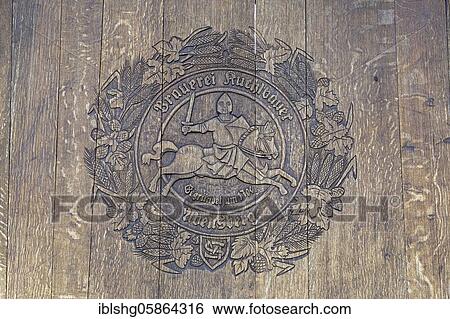 Stock Photograph - Coat of arms, Kuchlbauer Brewery, Abensberg, Lower Bavaria, Bavaria, Germany, Europe. Fotosearch
