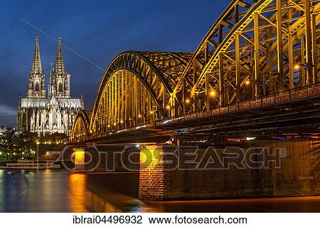 Cologne Cathedral, Hohenzollern Bridge, River Rhine, Historic centre, Night Scene, Cologne, North Rhine-Westphalia, Germany, Europe View Large Photo Image Stock Image - Cologne Cathedral, Hohenzollern Bridge, River Rhine, Historic centre, Night Scene, Cologne, North Rhine-Westphalia, Germany, Europe. Fotosearch