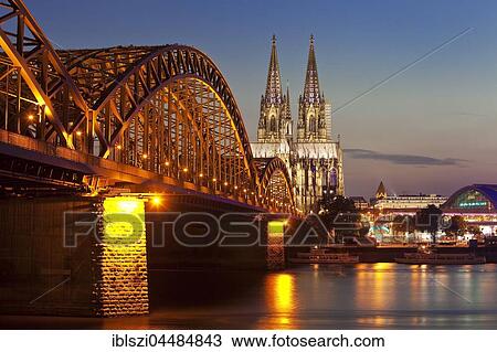 Cologne Cathedral with Hohenzollern Bridge, Twilight, Cologne, North Rhine-Westphalia, Germany, Europe View Large Photo Image Stock Image - Cologne Cathedral with Hohenzollern Bridge, Twilight, Cologne, North Rhine-Westphalia, Germany, Europe. Fotosearch