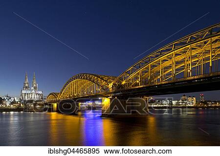 Cologne Cathedral with Hohenzollern Bridge, night scene, Cologne, Köln, North Rhine-Westphalia, Germany, Europe View Large Photo Image Stock Photography - Cologne Cathedral with Hohenzollern Bridge, night scene, Cologne, Köln, North Rhine-Westphalia, Germany, Europe. Fotosearch