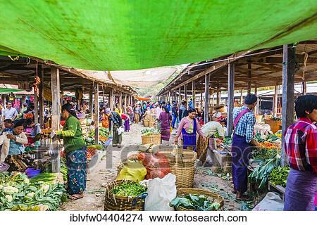 Colorful market stalls, Nampan, Inle Lake, Shan State, Myanmar, Asia View Large Photo Image Picture - Colorful market stalls, Nampan, Inle Lake, Shan State, Myanmar, Asia. Fotosearch