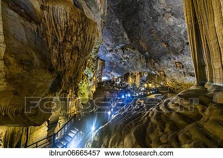 Stock Photo - Colourful Paradise cave, Unesco site, Phong Nha-Kẻ Bàng National Park, Vietnam, Asia. Fotosearch