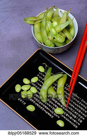 Cooked unripe soya beans in shell, edamame, glycine max View Large Photo Image Stock Photo - Cooked unripe soya beans in shell, edamame, glycine max. Fotosearch