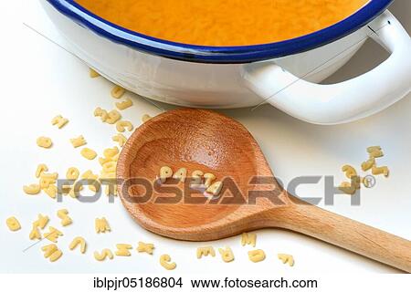 Cooking spoon with alphabet noodles and alphabet soup, pasta View Large Photo Image Picture - Cooking spoon with alphabet noodles and alphabet soup, pasta. Fotosearch