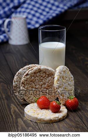 Corn-Rice and spelt wafers with glass of milk and strawberries, spelt wafer, cereal wafer View Large Photo Image Stock Photography - Corn-Rice and spelt wafers with glass of milk and strawberries, spelt wafer, cereal wafer. Fotosearch