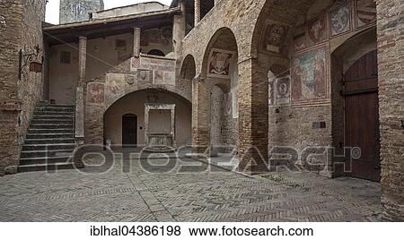 Courtyard in museum, Museo Civico, historic centre, medieval town centre, San Gimignano, Province of Siena, Tuscany, Italy, Europe View Large Photo Image Stock Photo - Courtyard in museum, Museo Civico, historic centre, medieval town centre, San Gimignano, Province of Siena, Tuscany, Italy, Europe. Fotosearch