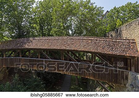 Stock Photo - Covered Bridge, Old Town, Rothenburg ob der Tauber, Middle Franconia, Bavaria, Germany, Europe. Fotosearch