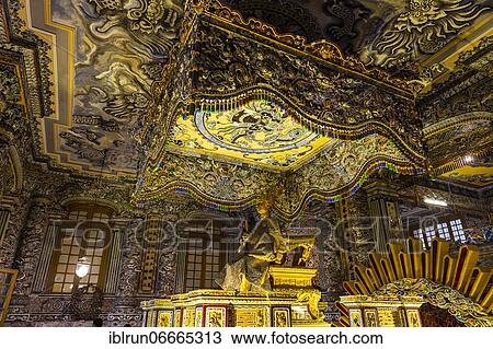 Stock Image - Decoration inside the Tomb of Khải Định, Khai Dinh, Unesco site Hue, Vietnam, Asia. Fotosearch