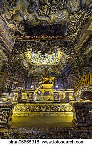 Stock Photo - Decoration inside the Tomb of Khải Định, Khai Dinh, Unesco site Hue, Vietnam, Asia. Fotosearch
