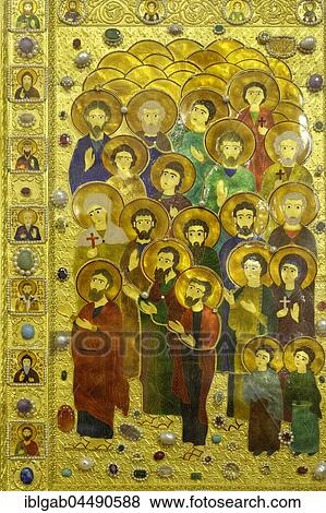 Detail, Khakhuli triptych, representing Georgian monks, Holy Trinity Cathedral, Tbilisi, Georgia, Asia View Large Photo Image Stock Photo - Detail, Khakhuli triptych, representing Georgian monks, Holy Trinity Cathedral, Tbilisi, Georgia, Asia. Fotosearch