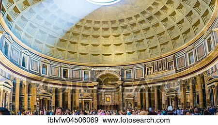Stock Photo - Dome of the Pantheon, Interior, Roman temple of emeperor Trajan, Roman Antiquity, Roman Catholic Church of Santa Maria ad Martyres, Rome, Lazio, Italy, Europe. Fotosearch