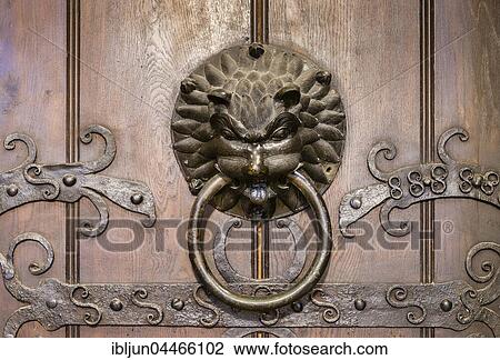 Door knocker, lion's head, Niedermünster Abbey, Regensburg, Upper Palatinate, Bavaria, Germany, Europe View Large Photo Image Stock Image - Door knocker, lion's head, Niedermünster Abbey, Regensburg, Upper Palatinate, Bavaria, Germany, Europe. Fotosearch