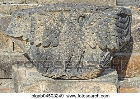 Stock Photo - Eagle capital, Zvarnots ruins, Zwartnots temple or St Gregory Cathedral, Yerevan, Armavir Province, Armenia, Asia. Fotosearch