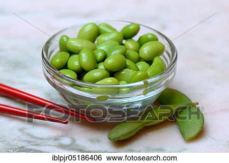 Edamame, cooked unripe Soya beans (Glycine max) in a bowl View Large Photo Image Stock Photograph - Edamame, cooked unripe Soya beans (Glycine max) in a bowl. Fotosearch