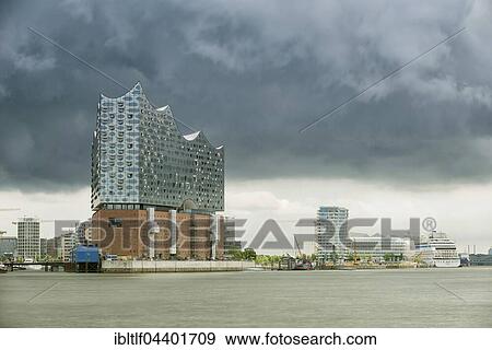 Elbe Philharmonic Hall with dark clouds, Hamburg, Germany, Europe View Large Photo Image Stock Photo - Elbe Philharmonic Hall with dark clouds, Hamburg, Germany, Europe. Fotosearch
