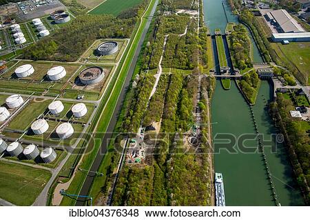 Emscher and lock Rhine-Herne Canal, Rhine-Herne Canal, Emscher Island, Wild Island, Gelsenkirchen, Ruhr district, North Rhine-Westphalia, Germany, Europe View Large Photo Image Stock Photo - Emscher and lock Rhine-Herne Canal, Rhine-Herne Canal, Emscher Island, Wild Island, Gelsenkirchen, Ruhr district, North Rhine-Westphalia, Germany, Europe. Fotosearch